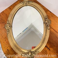 MaxSold Auction: Ornate Oval Gilt Framed Wall Mirror – 24” x 18” - Toronto (Ontario, Canada) SELLER MANAGED Downsizing Online Auction - Esandar Drive (Storage)