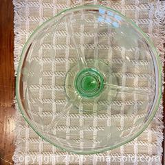 MaxSold Auction: Vintage Green Uranium Glass Pedestal Compote – Glows Under UV - Toronto (Ontario, Canada) SELLER MANAGED Downsizing Online Auction - Esandar Drive (Storage)