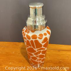 MaxSold Auction: Vintage Mid-Century Style Cocktail Shaker – Orange & White Geometric Pattern - Toronto (Ontario, Canada) SELLER MANAGED Downsizing Online Auction - Esandar Drive (Storage)