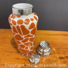 MaxSold Auction: Vintage Mid-Century Style Cocktail Shaker – Orange & White Geometric Pattern - Toronto (Ontario, Canada) SELLER MANAGED Downsizing Online Auction - Esandar Drive (Storage)