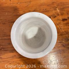 MaxSold Auction: White Marble Mortar & Pestle with Matching Utensil Crock - Toronto (Ontario, Canada) SELLER MANAGED Downsizing Online Auction - Esandar Drive (Storage)
