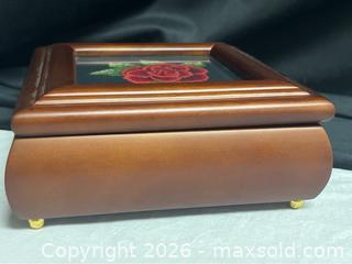 MaxSold Auction: Elegant Mahogany Jewelry Box with Hand-Stitched Needlepoint Rose NEW - Campbell (California, USA) SELLER MANAGED Downsizing Online Auction - Dell Avenue 