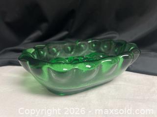 MaxSold Auction: Vintage MCM Pebbled Green Glass Flower Frog / Tabletop Floral Arrangement - Campbell (California, USA) SELLER MANAGED Downsizing Online Auction - Dell Avenue 