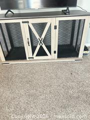 MaxSold Auction: Large Pet Crate Console with 3 Mesh Doors, Dark Brown Top - Oklahoma City (Oklahoma, USA) SELLER MANAGED Downsizing Online Auction - Skylark Court