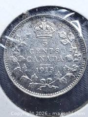 MaxSold Auction: 1913 Canadian Small 5 Cent Coin - 925 Silver - Toronto (Ontario, Canada) SELLER MANAGED Estate Sale Online Auction - Swanwick Avenue