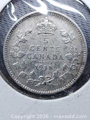 MaxSold Auction: 1918 Canadian Small 5 Cent Coin - 925 Silver - Toronto (Ontario, Canada) SELLER MANAGED Estate Sale Online Auction - Swanwick Avenue