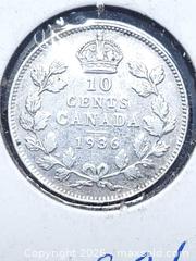 MaxSold Auction: 1936 Canadian 10 Cent Coin - 80% Silver - Toronto (Ontario, Canada) SELLER MANAGED Estate Sale Online Auction - Swanwick Avenue