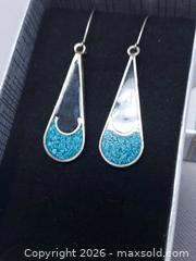 MaxSold Auction: Mexico Silver Turquoise and Black Inlay Earrings - Toronto (Ontario, Canada) SELLER MANAGED Estate Sale Online Auction - Swanwick Avenue