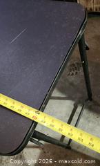 MaxSold Auction: 48in x 18in Black Plastic Folding Table with Metal Legs - Brighton (Ontario, Canada) SELLER MANAGED Estate Sale Online Auction - Drewery Street