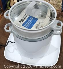 MaxSold Auction: Aroma 7-Cup Electric Rice Cooker & Food Steamer, White - Brighton (Ontario, Canada) SELLER MANAGED Estate Sale Online Auction - Drewery Street