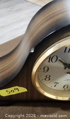 MaxSold Auction: Bulova Wood Veneer Mantel Clock with Quartz Movement - Brighton (Ontario, Canada) SELLER MANAGED Estate Sale Online Auction - Drewery Street