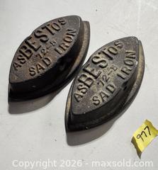 MaxSold Auction: Cast Iron Sad Irons marked "ASBESTOS" - Vintage - Brighton (Ontario, Canada) SELLER MANAGED Estate Sale Online Auction - Drewery Street