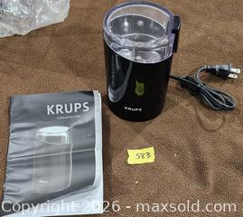 MaxSold Auction: Krups F203 Coffee Grinder - Black - Brighton (Ontario, Canada) SELLER MANAGED Estate Sale Online Auction - Drewery Street