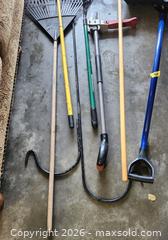 MaxSold Auction: Lot of 7+ Garden Tools: Rake, Broom, Shovel, Weeder, Hoe - Brighton (Ontario, Canada) SELLER MANAGED Estate Sale Online Auction - Drewery Street