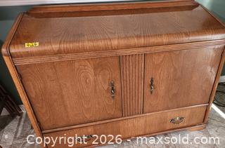 MaxSold Auction: Medium Brown Sideboard Buffet Cabinet with Drawer & Shelves - Brighton (Ontario, Canada) SELLER MANAGED Estate Sale Online Auction - Drewery Street