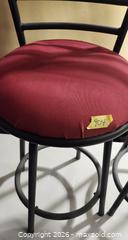 MaxSold Auction: Pair of 26 in Seat Bar Stools, Metal Frame, Red Fabric - Brighton (Ontario, Canada) SELLER MANAGED Estate Sale Online Auction - Drewery Street