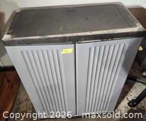 MaxSold Auction: Plastic/Resin Storage Cabinet with Double Doors, 2 Shelves, about 34 in - Brighton (Ontario, Canada) SELLER MANAGED Estate Sale Online Auction - Drewery Street