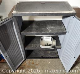 MaxSold Auction: Plastic/Resin Storage Cabinet with Double Doors, 2 Shelves, about 34 in - Brighton (Ontario, Canada) SELLER MANAGED Estate Sale Online Auction - Drewery Street