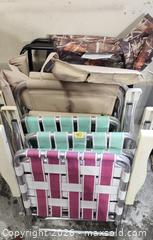 MaxSold Auction: Set of 4-6 Folding Lawn Chairs with Fabric & Canvas Seats - Brighton (Ontario, Canada) SELLER MANAGED Estate Sale Online Auction - Drewery Street