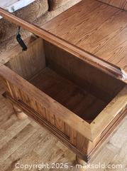 MaxSold Auction: Solid Oak Coffee Table with Interior Storage and Drawer - Brighton (Ontario, Canada) SELLER MANAGED Estate Sale Online Auction - Drewery Street