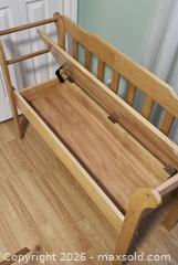 MaxSold Auction: Solid Wood Storage Bench with Hinged Lift-Top, Slatted Back - Brighton (Ontario, Canada) SELLER MANAGED Estate Sale Online Auction - Drewery Street