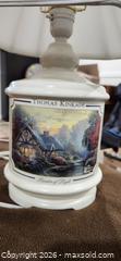 MaxSold Auction: Thomas Kinkade Table Lamp with Shade & Wood Organizer - Brighton (Ontario, Canada) SELLER MANAGED Estate Sale Online Auction - Drewery Street