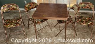 MaxSold Auction: Vintage Folding Card Table with 4 Metal Vinyl Folding Chairs - Brighton (Ontario, Canada) SELLER MANAGED Estate Sale Online Auction - Drewery Street