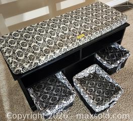 MaxSold Auction: White Storage Bench with 3 Wicker Baskets and Cushion - Brighton (Ontario, Canada) SELLER MANAGED Estate Sale Online Auction - Drewery Street