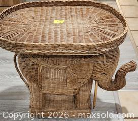 MaxSold Auction: Wicker Elephant-Shaped Accent Table with Removable Tray Top - Brighton (Ontario, Canada) SELLER MANAGED Estate Sale Online Auction - Drewery Street