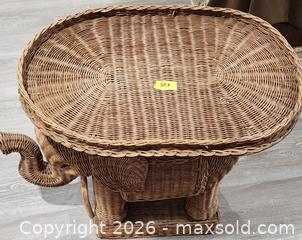 MaxSold Auction: Wicker Elephant-Shaped Accent Table with Removable Tray Top - Brighton (Ontario, Canada) SELLER MANAGED Estate Sale Online Auction - Drewery Street
