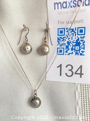 MaxSold Auction: 925 Sterling Silver DECORATIVE SPHERE Earring/Necklace Set  - Shelburne (Ontario, Canada) SELLER MANAGED Downsizing Online Auction - Main Street East