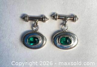 MaxSold Auction: 925 Sterling Silver FACETED GREEN STONE Stud Style Earrings  - Shelburne (Ontario, Canada) SELLER MANAGED Downsizing Online Auction - Main Street East