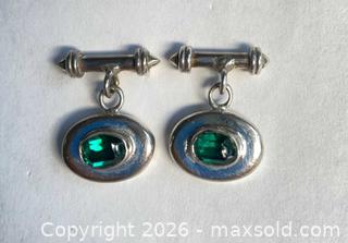 MaxSold Auction: 925 Sterling Silver FACETED GREEN STONE Stud Style Earrings  - Shelburne (Ontario, Canada) SELLER MANAGED Downsizing Online Auction - Main Street East
