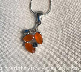 MaxSold Auction: 925 Sterling Silver FACETED MEXICAN FIRE OPAL Necklace - Shelburne (Ontario, Canada) SELLER MANAGED Downsizing Online Auction - Main Street East
