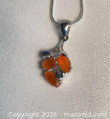 MaxSold Auction: 925 Sterling Silver FACETED MEXICAN FIRE OPAL Necklace - Shelburne (Ontario, Canada) SELLER MANAGED Downsizing Online Auction - Main Street East