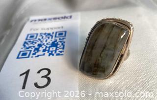 MaxSold Auction: 925 Sterling Silver LABRADORITE RING Size 7    - Shelburne (Ontario, Canada) SELLER MANAGED Downsizing Online Auction - Main Street East