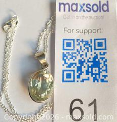 MaxSold Auction: 925 Sterling Silver LEMON TOPAZ FACETED OVAL PENDANT Necklace   - Shelburne (Ontario, Canada) SELLER MANAGED Downsizing Online Auction - Main Street East