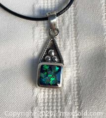 MaxSold Auction: 925 Sterling Silver MOSAIC INSET PENDANT Necklace   - Shelburne (Ontario, Canada) SELLER MANAGED Downsizing Online Auction - Main Street East