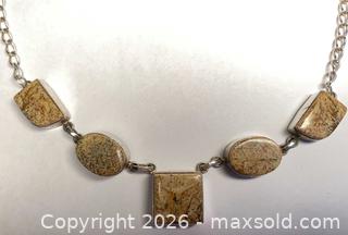 MaxSold Auction: 925 Sterling Silver PICTURE JASPER CHOKER NECKLACE - Shelburne (Ontario, Canada) SELLER MANAGED Downsizing Online Auction - Main Street East