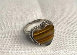 MaxSold Auction: 925 Sterling Silver TIGER EYE HEART RING Size 6  - Shelburne (Ontario, Canada) SELLER MANAGED Downsizing Online Auction - Main Street East