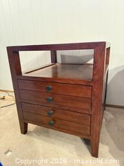 MaxSold Auction: 1 of 2 Mid-Century Modern Solid Wood End Table with 2 Drawers - Denver (Colorado, USA) SELLER MANAGED Estate Sale Online Auction - Greenwood Court