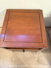 MaxSold Auction: 1 of 2 Mid-Century Modern Solid Wood End Table with 2 Drawers - Denver (Colorado, USA) SELLER MANAGED Estate Sale Online Auction - Greenwood Court