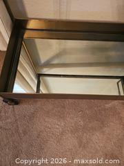 MaxSold Auction: Antique Brass/ Bronze Metal Bar Cart with Glass & Mirror Shelves - Denver (Colorado, USA) SELLER MANAGED Estate Sale Online Auction - Greenwood Court