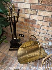 MaxSold Auction: Brass Fireplace Set with Tools, Coal Scuttle, Books & Accessories - Denver (Colorado, USA) SELLER MANAGED Estate Sale Online Auction - Greenwood Court