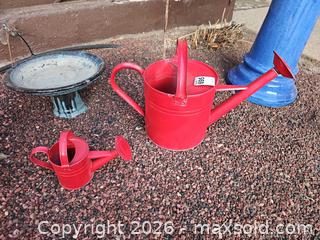 MaxSold Auction: Lot of 8 Garden Decor Items: Birdbaths, Watering Cans, Stakes - Denver (Colorado, USA) SELLER MANAGED Estate Sale Online Auction - Greenwood Court
