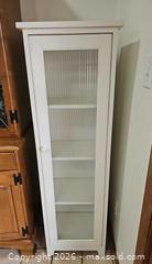 MaxSold Auction: White Tall Narrow Cabinet with Fluted Glass Door & Coat Rack - Denver (Colorado, USA) SELLER MANAGED Estate Sale Online Auction - Greenwood Court