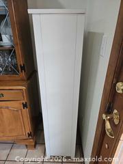 MaxSold Auction: White Tall Narrow Cabinet with Fluted Glass Door & Coat Rack - Denver (Colorado, USA) SELLER MANAGED Estate Sale Online Auction - Greenwood Court