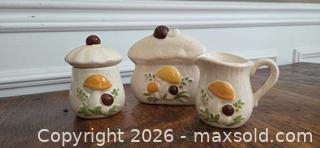 MaxSold Auction: Ceramic 3-Piece Creamer and Sugar Set with Mushroom Motif - Burlington (Ontario, Canada) SELLER MANAGED Estate Sale Online Auction - Cloverleaf Drive