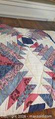 MaxSold Auction: Hand-Quilted Pineapple/Log Cabin Queen Quilt, White Pink Navy - Burlington (Ontario, Canada) SELLER MANAGED Estate Sale Online Auction - Cloverleaf Drive