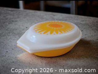 MaxSold Auction: Pyrex Corning Sunflower Covered Serving Bowl - Yellow/Orange - Burlington (Ontario, Canada) SELLER MANAGED Estate Sale Online Auction - Cloverleaf Drive